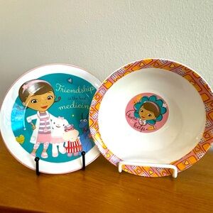 EUC - Disney - Doc McStuffins - porcelain plate and bowl set